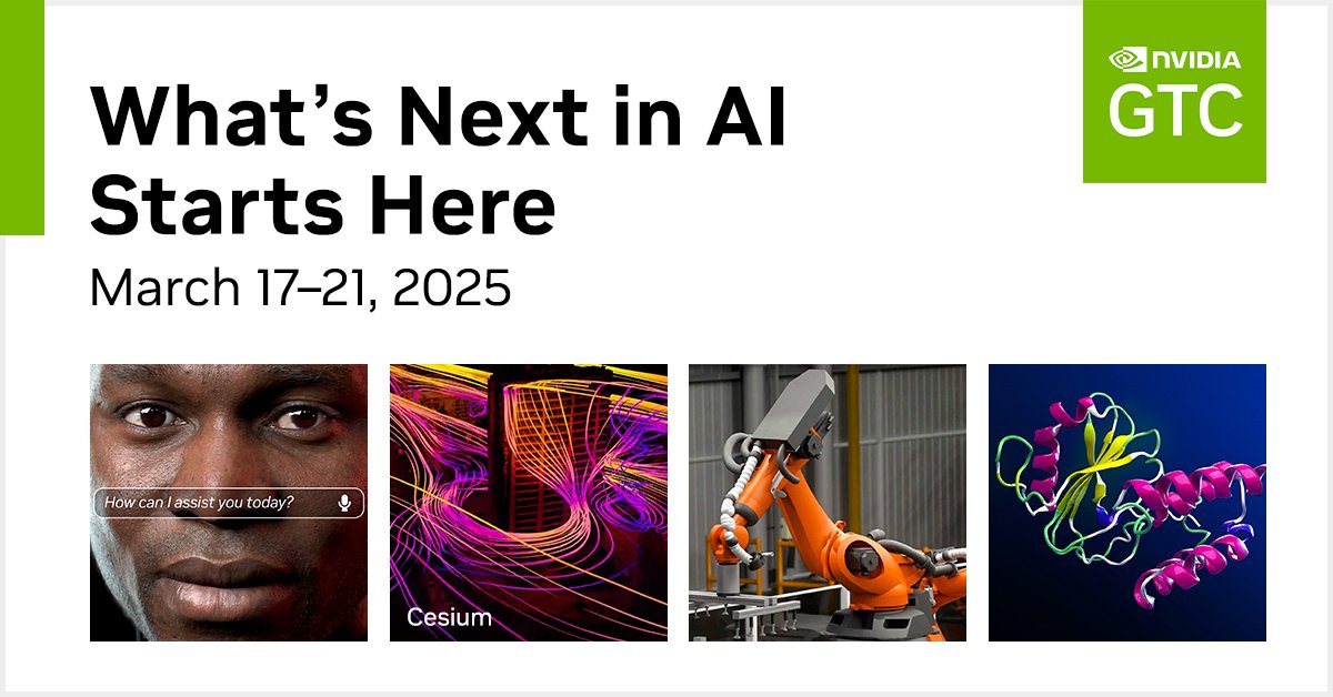 🚀 NVIDIA GTC 2025: The AI Conference You Can’t Miss! 🚀

🎯 Stay ahead of the curve. Register now: bit.ly/GTC-25

NVIDIA GTC is where the world’s top minds in AI, deep learning, and accelerated computing come together. From March 17-21, gain insights from industry