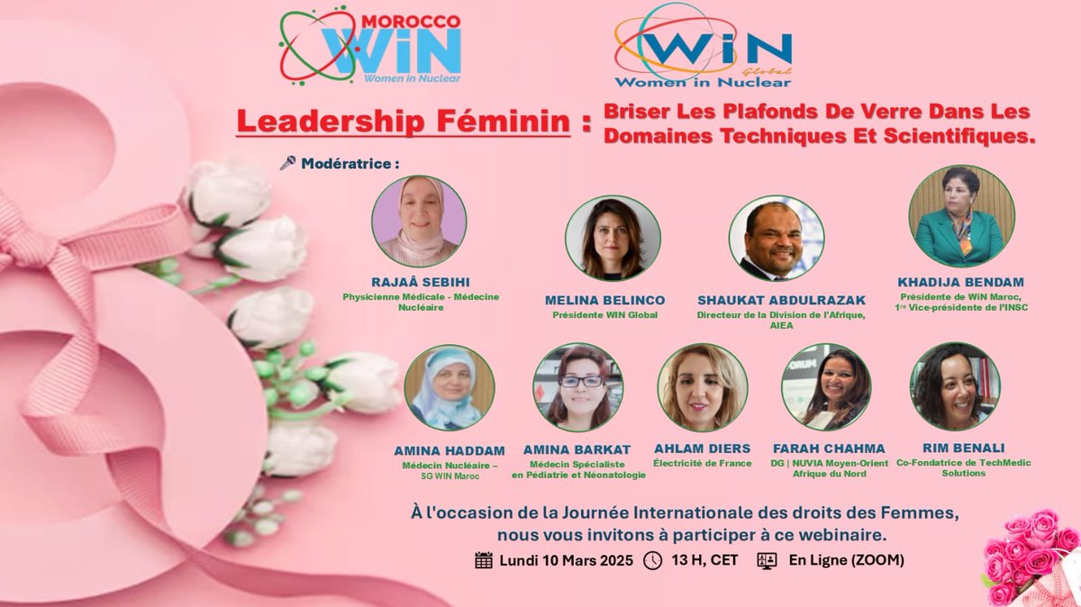 #WiNGlobal and g#WiNMorocco Celebrates International Women’s Day ⚛️

March arrives with many exciting activities from WiN Global and its chapters—and you won’t want to miss them!

📅 Date: 10 March
⏰ Time: 13:00 CET
📍 Live on Microsoft Teams: teams.live.com/meet/934284083…