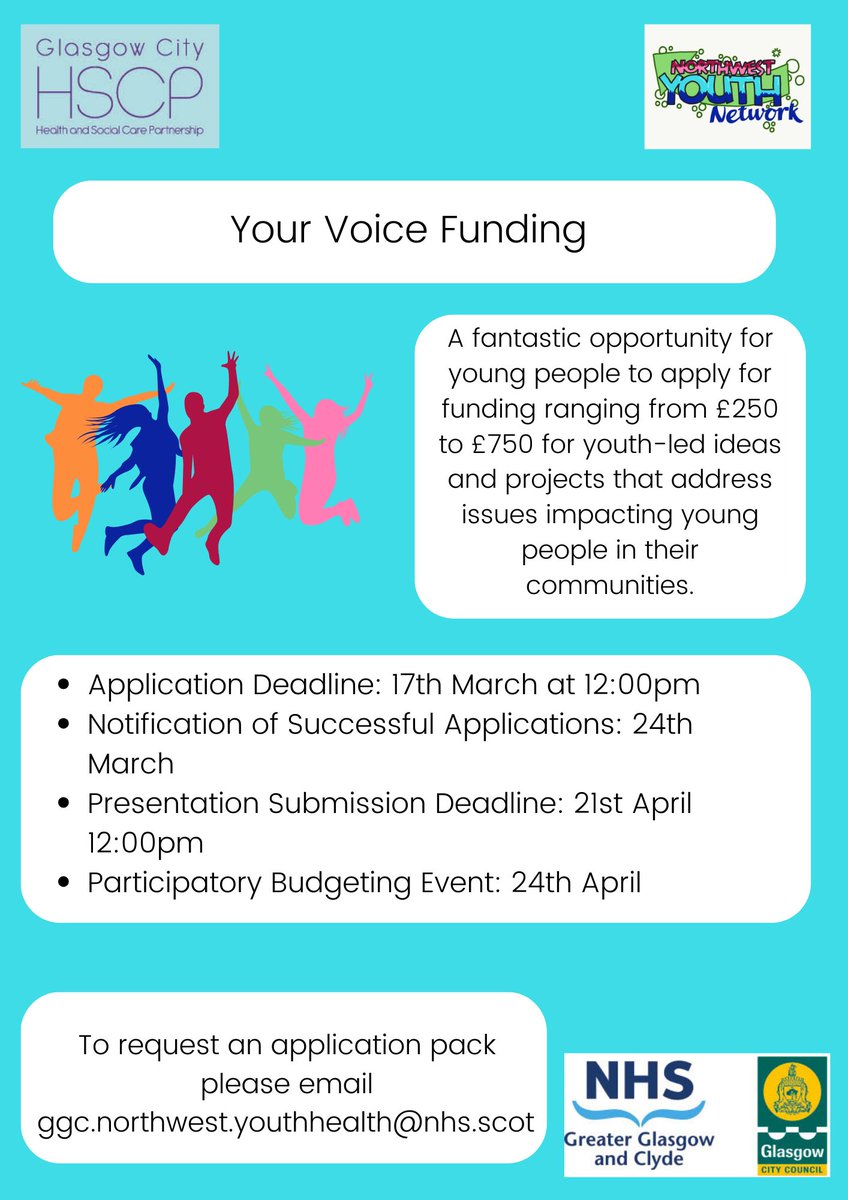 NHSGGC - North West Youth Health (@nwyhealth_gla) on Twitter photo 🚨Exciting News🚨
Your Voice 6 Participatory Budgeting is now open!
To request an application pack please email: ggc.northwest.youthhealth@nhs.scot 🚨Exciting News🚨
Your Voice 6 Participatory Budgeting is now open!
To request an application pack please email: ggc.northwest.youthhealth@nhs.scot