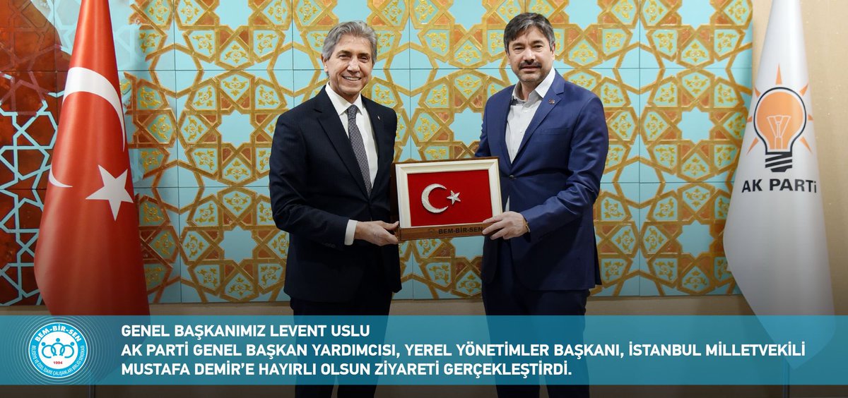 BEM-BİR-SEN (@bem_bir_sen) on Twitter photo Genel Başkanımız
Levent Uslu
AK Parti Genel Başkan Yardımcısı,
Yerel Yönetimler Başkanı,
İstanbul Milletvekili
Mustafa Demir’e
Hayırlı Olsun
Ziyareti Gerçekleştirdi.
<a href="/mustafademir/">Mustafa Demir 🇹🇷</a>
bembirsen.org.tr/genel-baskanim… Genel Başkanımız
Levent Uslu
AK Parti Genel Başkan Yardımcısı,
Yerel Yönetimler Başkanı,
İstanbul Milletvekili
Mustafa Demir’e
Hayırlı Olsun
Ziyareti Gerçekleştirdi.
<a href="/mustafademir/">Mustafa Demir 🇹🇷</a>
bembirsen.org.tr/genel-baskanim…