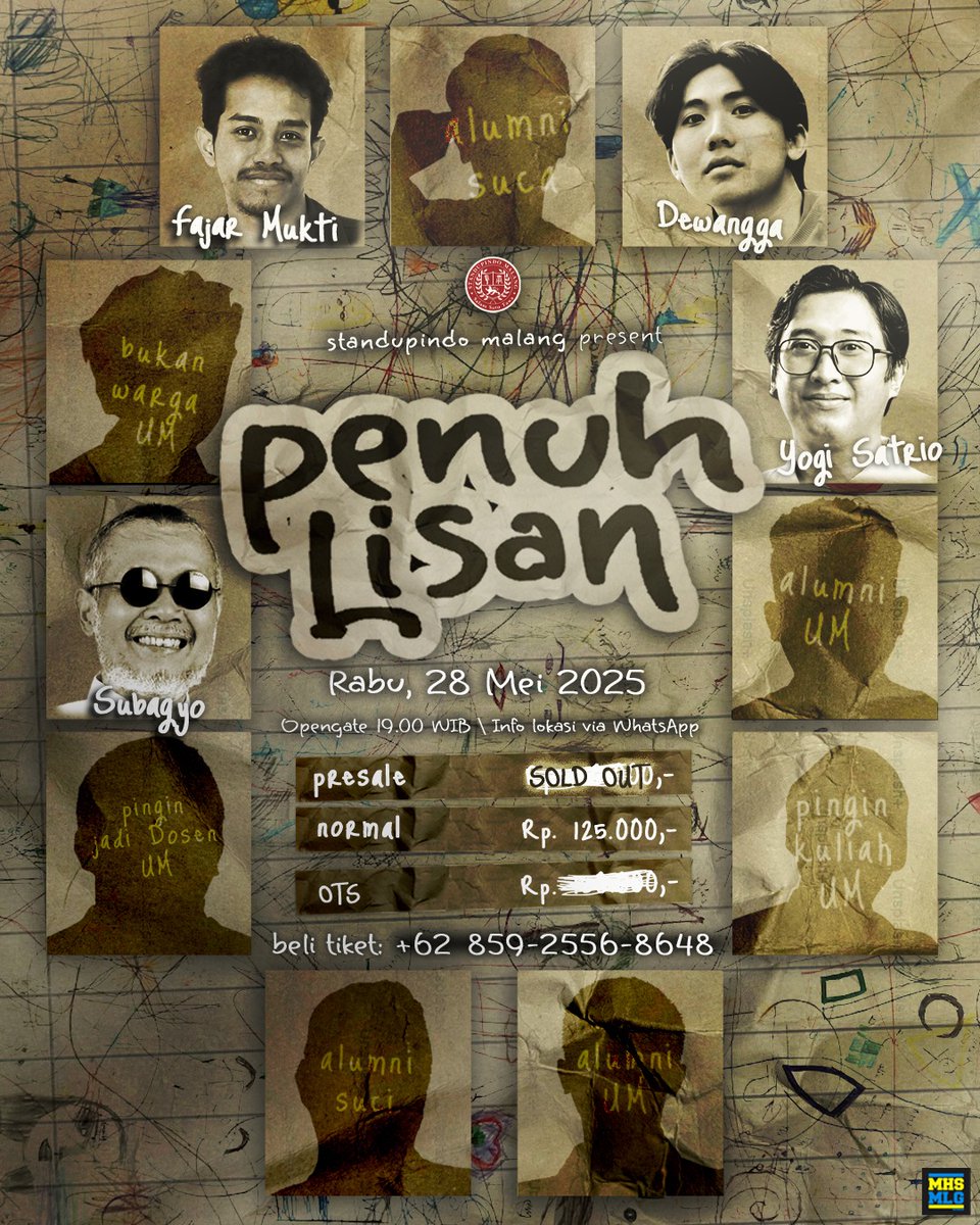 Mahasiswa ½ Malang (@mahasiswamlg) on Twitter photo "halo assalamualaikum" akan berkumandang di show Penuh Lisan! dibawakan oleh dia, alumni SUCI 11 Kompastv paling softspoken, <a href="/fajarmuk/">ribuan orang lainnya</a>
Standup comedy show Penuh Lisan, sebuah pertunjukan komedi menampilkan komika kebanggaan kota Malang.
Info <a href="/StandUpIndo_MLG/">Salam Satu Tawa</a> 🔥💥 "halo assalamualaikum" akan berkumandang di show Penuh Lisan! dibawakan oleh dia, alumni SUCI 11 Kompastv paling softspoken, <a href="/fajarmuk/">ribuan orang lainnya</a>
Standup comedy show Penuh Lisan, sebuah pertunjukan komedi menampilkan komika kebanggaan kota Malang.
Info <a href="/StandUpIndo_MLG/">Salam Satu Tawa</a> 🔥💥