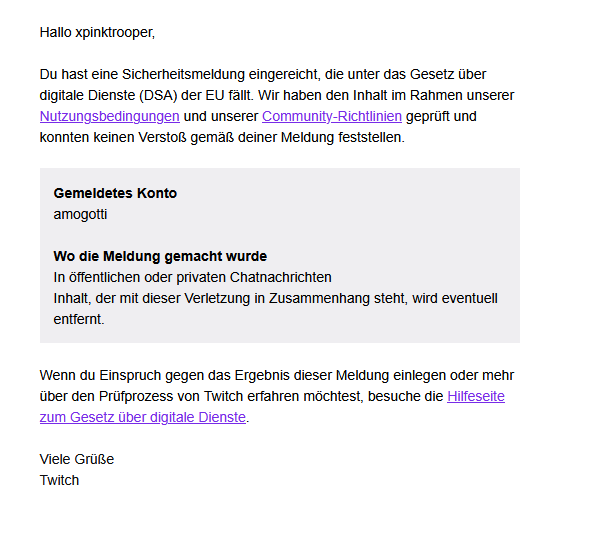 xpinktrooper's tweet photo. Sag mal, haben die Lack gesoffen? Kein Verstoß ?! Deswegen haben ja auch einige das Problem mit ihm gemeldet.  Schaut euch doch alleine die VODS an. https://t.co/vtsya6EIfr
