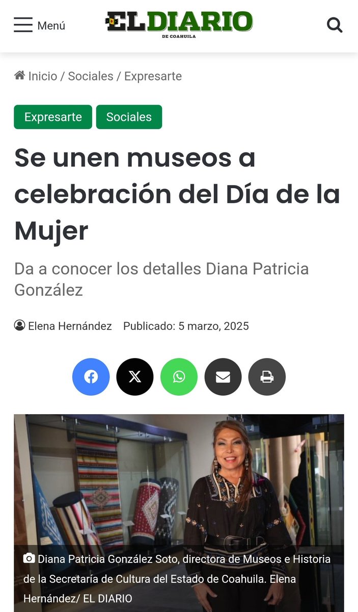 ¡No te lo pierdas! Hoy el <a href="/DiarioCoahuila/">El Diario de Coahuila</a> destaca las actividades especiales que la Red de Museos ha preparado para conmemorar el Día Internacional de la Mujer. Te invitamos a ser parte de esta celebración. ¡Descubre más en la nota!
eldiariodecoahuila.com.mx/2025/03/05/se-… <a href="/manolojim/">Manolo Jiménez Salinas</a> #Saltillo