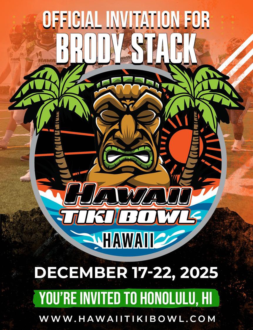 I’m blessed to receive an invite to play in the Hawaii Tiki Bowl! <a href="/FootballHowell/">Howell Football</a> <a href="/AllenTrieu/">Allen Trieu</a> <a href="/Bryan_Ault/">Bryan Ault - Midwest Scout</a> <a href="/TheD_Zone/">The D Zone</a>