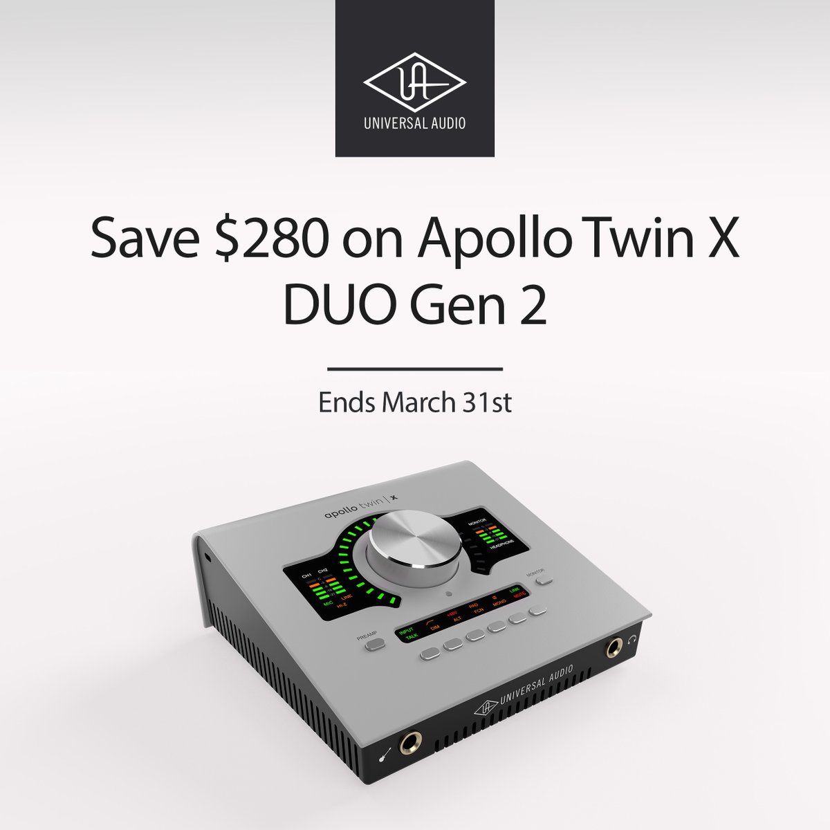 YSL_Pro's tweet image. It's March, which means some great @UAudio  promos! 

Save $280 off the BRAND NEW Apollo Twin X Duo Gen 2!
