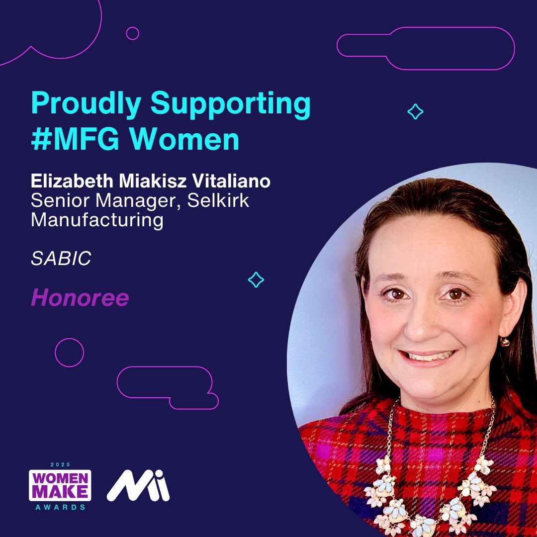 We are proud to announce that Elizabeth Vitaliano was named a 2025 Women MAKE Awards Honoree by #WomenMAKEAmerica, an initiative of The Manufacturing Institute. Her dedication, leadership, and passion for advancing manufacturing continue to inspire us all. We are proud to support