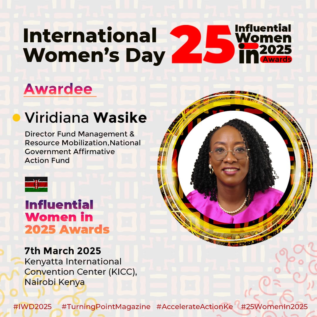 Honored and humbled to be recognized among the Most Influential Women in 2025! This is a celebration of the power of affirmative action and the impact of women’s leadership in driving sustainable change.

Grateful to <a href="/NGAAF_KE/">National Government Affirmative Action Fund</a>, <a href="/RoySasaka/">Roy Sasaka Telewa, OGW., FCIPS., FIHRM.</a>, for the platform to keep breaking