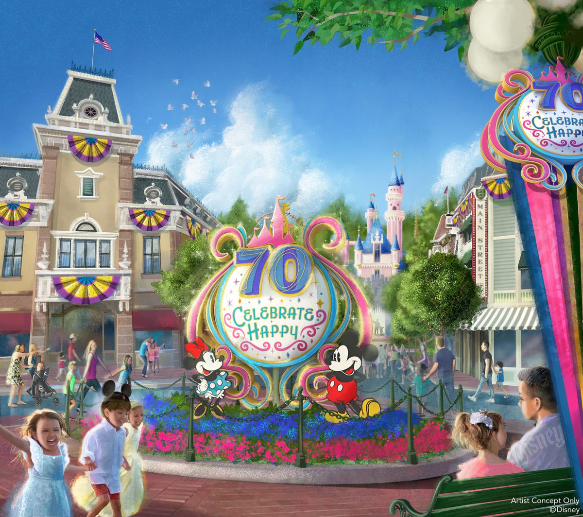 ScottGustin's tweet photo. NEW: Disneyland Resort shared a new look at 70th Anniversary décor coming to the resort this summer. The 70th celebration kicks off on May 16, 2025. https://t.co/uV3w7QyVsA