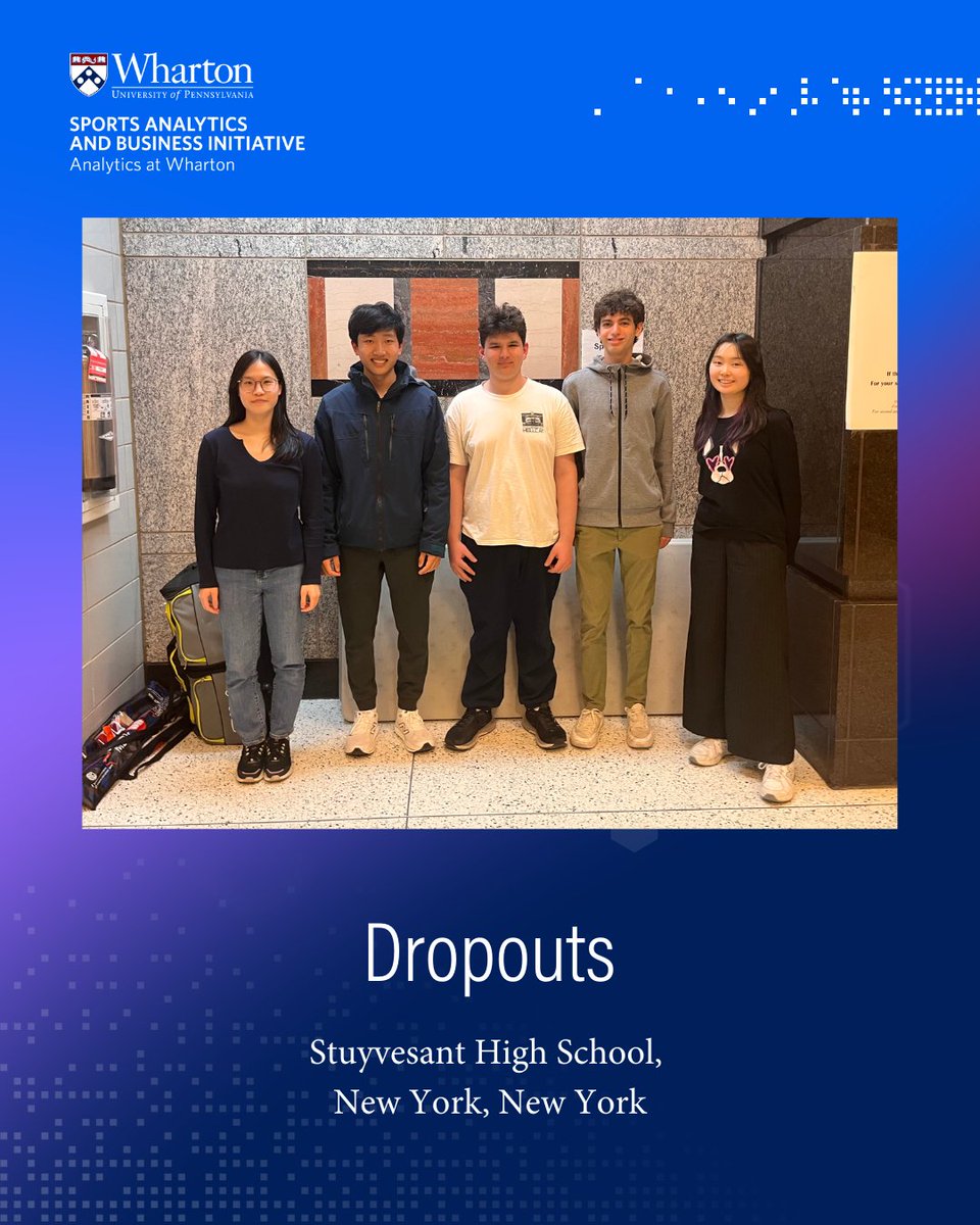 WhartonSABI's tweet image. Our second @Wharton High School Data Science Competition with @whartonyouth is underway! Meet some of the nearly 500 teams from around the world competing to analyze women&apos;s college basketball data and predict tournament outcomes. Best of luck!