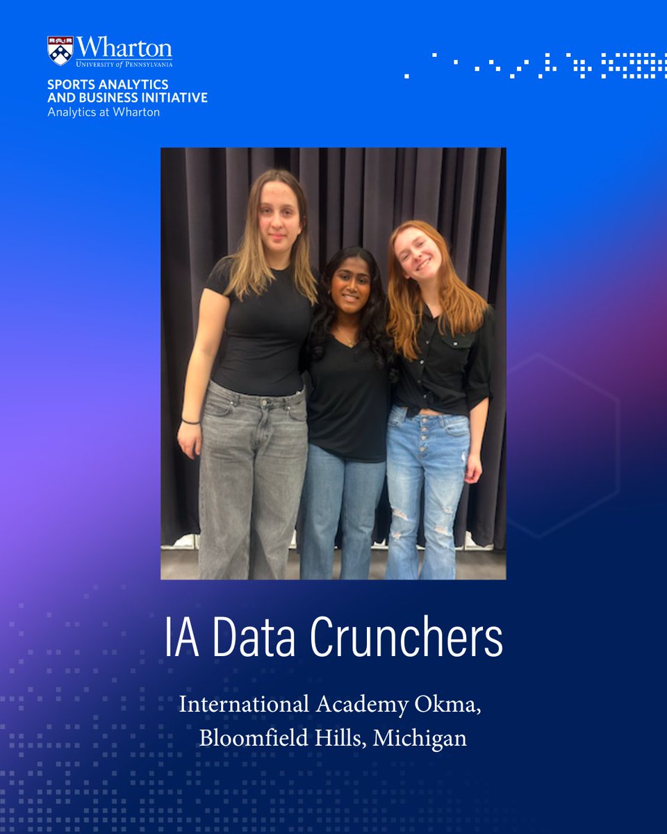 WhartonSABI's tweet image. Our second @Wharton High School Data Science Competition with @whartonyouth is underway! Meet some of the nearly 500 teams from around the world competing to analyze women&apos;s college basketball data and predict tournament outcomes. Best of luck!