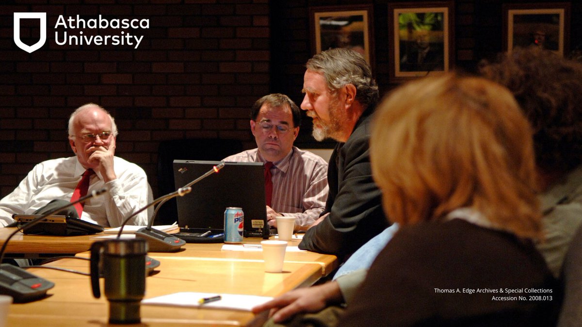 Happy #OpenEducationWk #TBT! To celebrate, here's a photo from a 2005 discussion on forming the AU Press. In 2007 the AU Press became the first Open Access press established in Canada! Every monograph they publish is released under a Creative Commons license.