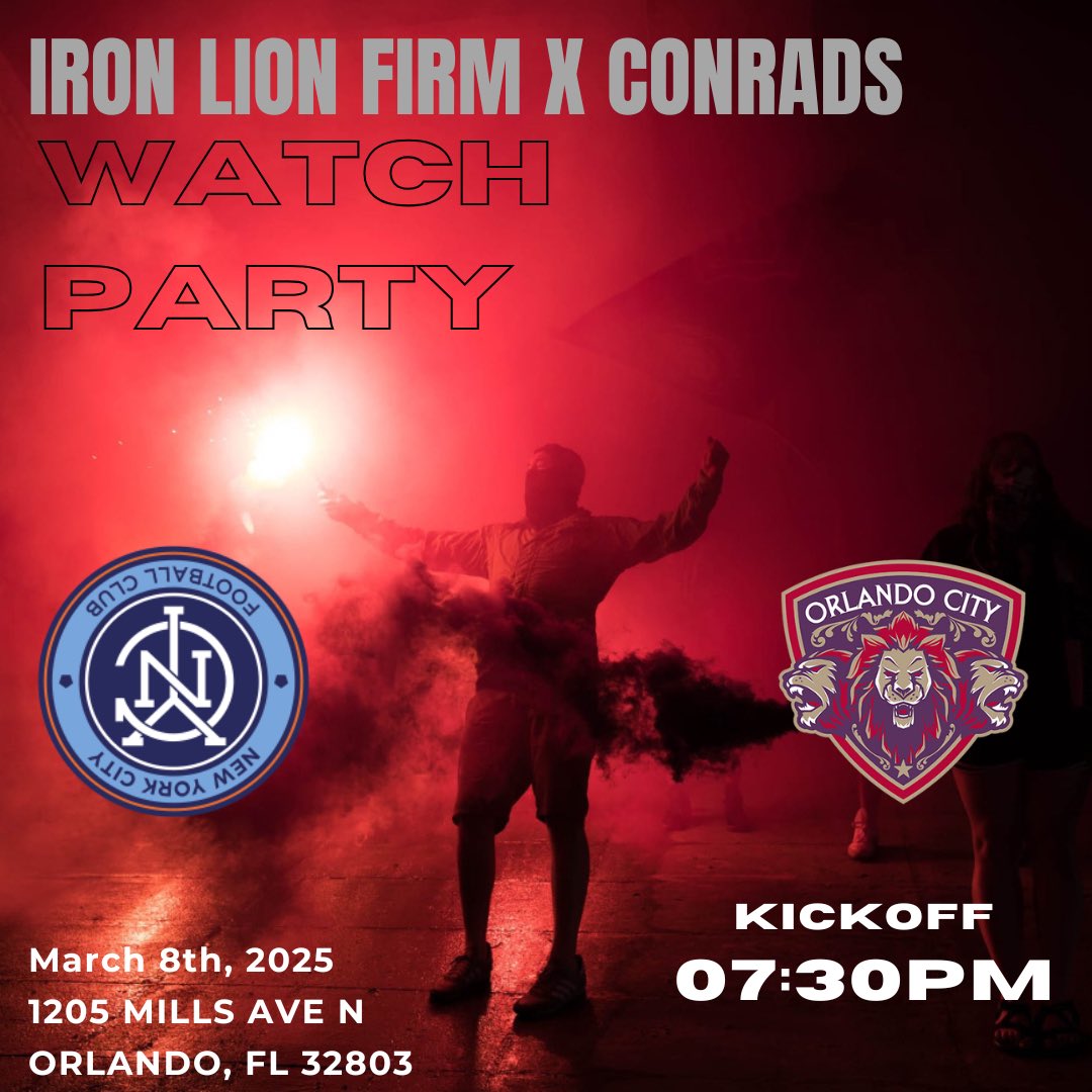 IronLionFirm's tweet photo. This weekend is Orlando's first road match of the season and we are throwing a party with our good friends at Conrads.
Kick off is 7:30pm. Come party🍻
#VamosOrlando
#ILF25 https://t.co/U0HVxwkfue
