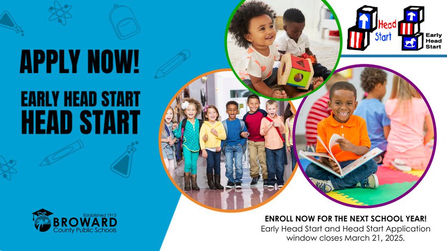 ENROLL NOW FOR THE NEXT SCHOOL YEAR!
Early Head Start and Head Start Application window closes March 21. If you, or someone you know, has a newborn or child up to 4 years old, they may qualify to attend a BCPS Early Head Start or Head Start program starting August 11, 2025.