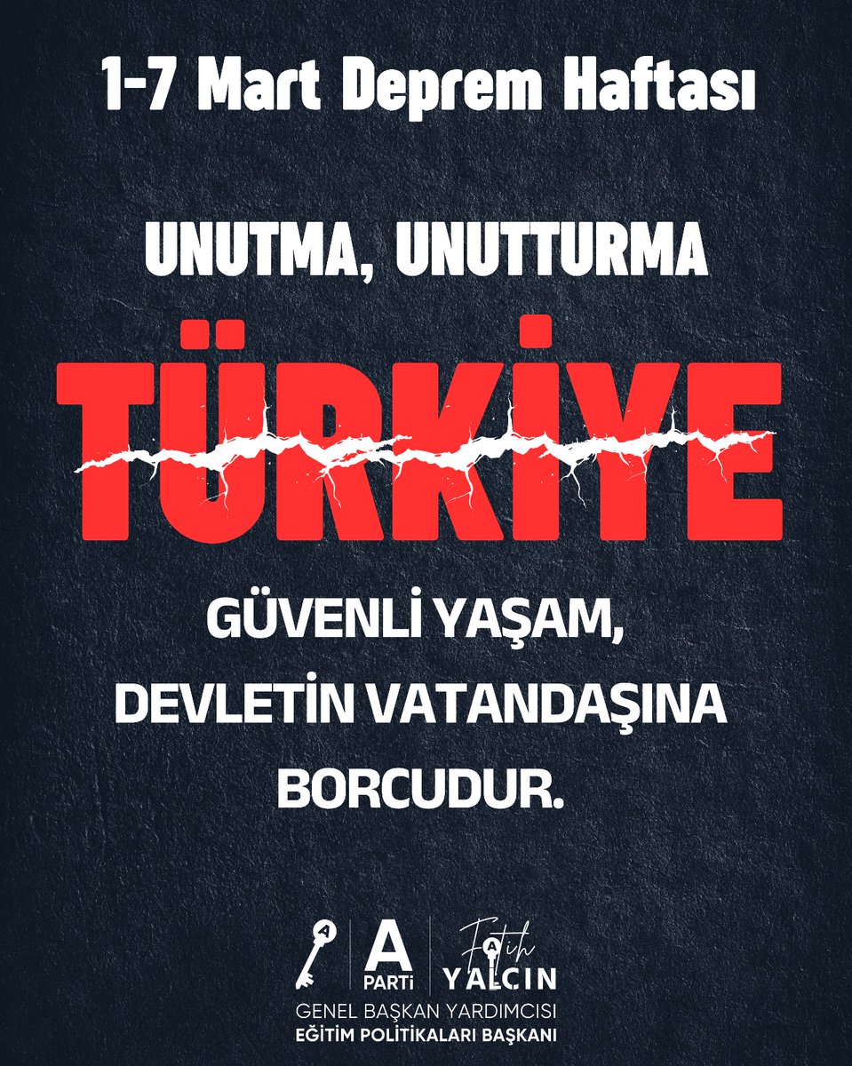 Önceliğimiz siyaset değil, insan 
hayatıdır.
#depremhaftası
#deprembekasorunudur
#anahtarparti
#deprem