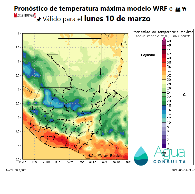 AlertaGt502's tweet photo. ✅Por efectos del Anticiclón se espera un fin de semana caluroso y por efectos del #FrenteFrío32 se espera un drástico cambio durante el lunes con temperaturas muy frescas en buena parte del territorio nacional, se espera que la costa sur mantenga su ambiente cálido
#ClimaGt https://t.co/F3nsaEq4Wc