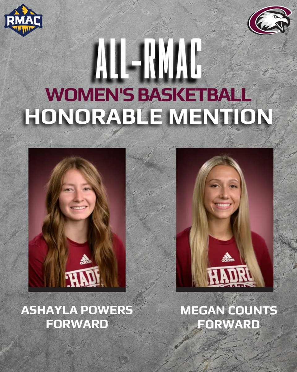 WBB ALL-CONFERENCE: Ashayla Powers and Megan Counts were both named All-RMAC honorable mention with the announcement of the league's all-conference teams on Thursday. 

Congratulations Shay and Megan!!