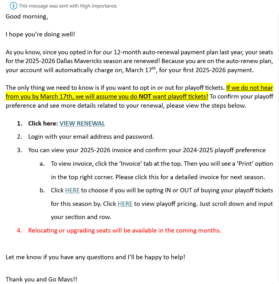 TwoFansPontify's tweet photo. "If we do not hear from you by March 17th, we will assume you do *NOT* want playoff tickets!" https://t.co/2nVQl3T9j9