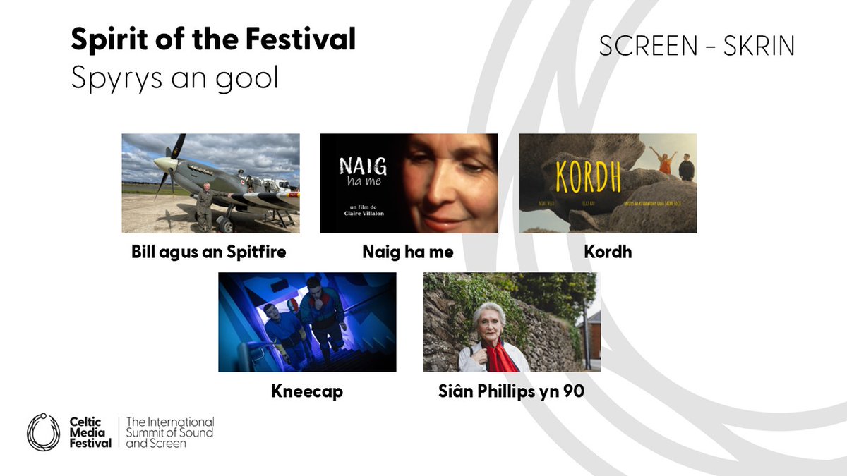 Celtic Media Festival (@celticmediafest) on Twitter photo The nominees for the 2025 #SpiritOfTheFestival are
✨Bill agus an Spitfire @BBCALBA
✨Naig ha me <a href="/france3Bretagne/">France 3 Bretagne</a>
✨Kordh <a href="/ScreenCornwall/">Screen Cornwall</a>
✨Kneecap <a href="/FPF_Docs/">Fine Point Films</a> <a href="/TG4TV/">TG4</a>
✨Siân Phillips yn 90 <a href="/rondomedia/">Rondo</a> <a href="/S4C/">S4C 🏴</a>
#CelticMedia #TorcAwards #SpiritOfTheFestival The nominees for the 2025 #SpiritOfTheFestival are
✨Bill agus an Spitfire @BBCALBA
✨Naig ha me <a href="/france3Bretagne/">France 3 Bretagne</a>
✨Kordh <a href="/ScreenCornwall/">Screen Cornwall</a>
✨Kneecap <a href="/FPF_Docs/">Fine Point Films</a> <a href="/TG4TV/">TG4</a>
✨Siân Phillips yn 90 <a href="/rondomedia/">Rondo</a> <a href="/S4C/">S4C 🏴</a>
#CelticMedia #TorcAwards #SpiritOfTheFestival