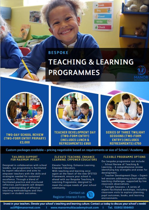 ManorTeachingSchoolHub (@manorteach) on Twitter photo Invest in your teachers. Elevate your school’s teaching and learning culture with Manor Multi Academy Trust’s bespoke Teaching and Learning programmes. <a href="/ManorMATrust/">Manor Multi Academy Trust</a> #teacher #learning #school Invest in your teachers. Elevate your school’s teaching and learning culture with Manor Multi Academy Trust’s bespoke Teaching and Learning programmes. <a href="/ManorMATrust/">Manor Multi Academy Trust</a> #teacher #learning #school
