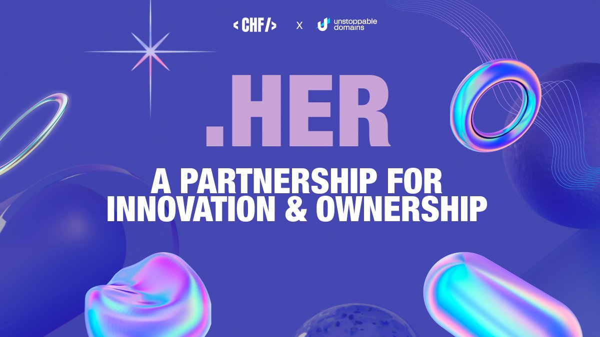 🚀 The future is .HER(e)!

Introducing .HER —an onchain digital identity for innovators, builders &amp; changemakers.

March is Women's History Month, but at CreateHER Fest we're partnering with <a href="/unstoppableweb/">Unstoppable Domains</a> to celebrate 365! Join us as we amplify women shaping emerging tech!