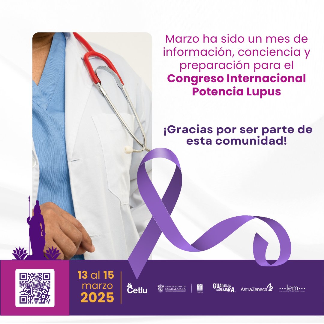 CetluLupusMex's tweet image. 🧠 Sigamos impulsando el conocimiento sobre el lupus. Nos vemos en el Congreso Internacional Potencia Lupus. 💜

📅 Del 13 al 15 de marzo | Guadalajara.

👉 Regístrate aquí: link.cautiva.com.mx/lupus

#LupusSinLímites #ConocimientoEsPoder #CongresoPotenciaLupus2025