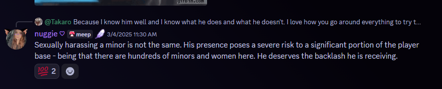 ohhinuggie's tweet photo. Hey @discord, I was penalized for 'child safety violations' when all I did was stand up for a minor being sexually harassed by an adult. Instead of punishing predators, you're silencing those who protect kids. Do better. @uuvanastudios also has done nothing to remove these predators and harassers from their community, is this really how you handle safety?