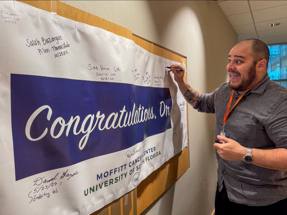 Moffitt Ph.D. Graduate Program (@cancerbiol_phd) on Twitter photo 🎓 📷 Congratulations to Elliot Medina, PhD @ElliotMedina31 on the successful defense of his doctoral dissertation entitled, “Structure and Engineering pf Cancer-Associated Developmental Receptors”. Elliot was mentored by <a href="/vcluca1/">Vince Luca</a> during his PhD. Well done Elliot! 👏🏼 🎓 📷 Congratulations to Elliot Medina, PhD @ElliotMedina31 on the successful defense of his doctoral dissertation entitled, “Structure and Engineering pf Cancer-Associated Developmental Receptors”. Elliot was mentored by <a href="/vcluca1/">Vince Luca</a> during his PhD. Well done Elliot! 👏🏼
