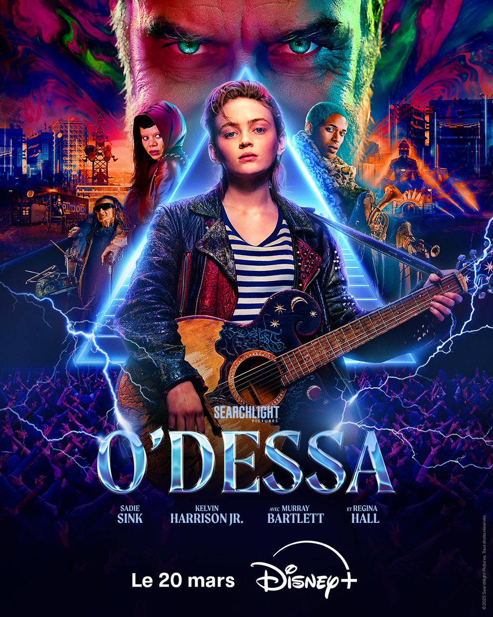 SearchlightFR's tweet image. L'opéra rock #Odessa, avec Sadie Sink, Kelvin Harrison Jr., Murray Bartlett et Regina Hall, arrive le 20 mars sur @DisneyPlusFR.