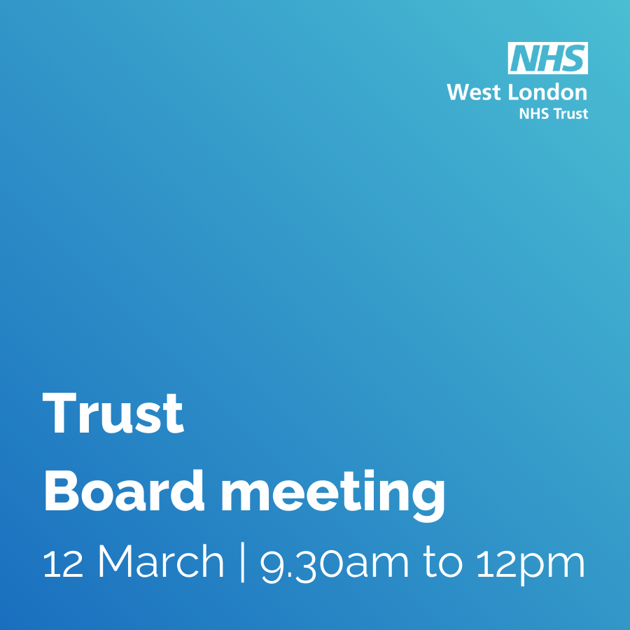 📅 Join us for our next Board meeting on Wednesday 12 March, 9.30am to 12.30pm.  📅

Members of the public are welcome to attend (in person or online on Microsoft Teams). Read the papers and find out more here: westlondon.nhs.uk/about-us/trust…