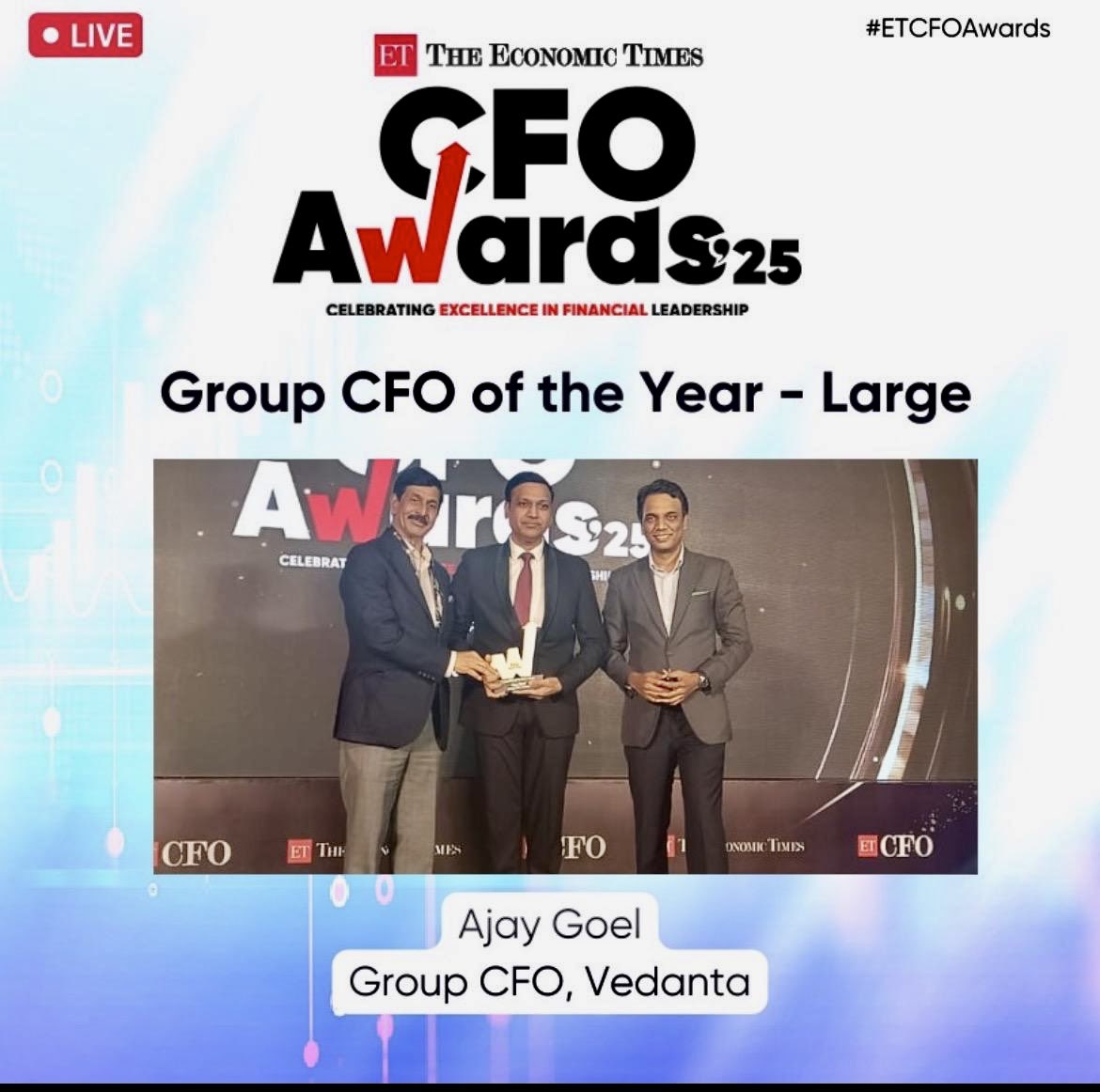 Growing up, I devoured The Economic Times. To receive an award from them is truly humbling. This recognition belongs to our incredible Vedanta Finance team - thank you for your hard work and dedication!