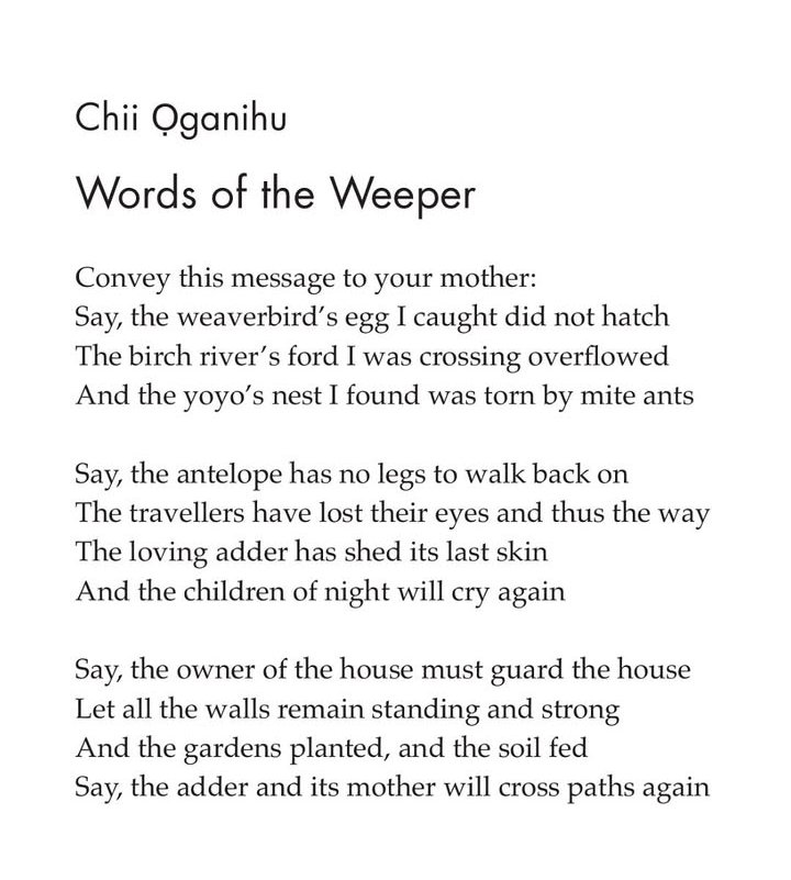 Chii á»ganihu (@chiioganihu) on Twitter photo 'Words of the Weeper' by Chii á»ganihu
from Banshee issue #17: spring/summer, 2024
via <a href="/bansheelit/">Banshee Press</a>
Now available online here:
bansheepress.org/read/words-of-⊠'Words of the Weeper' by Chii á»ganihu
from Banshee issue #17: spring/summer, 2024
via <a href="/bansheelit/">Banshee Press</a>
Now available online here:
bansheepress.org/read/words-of-âŠ