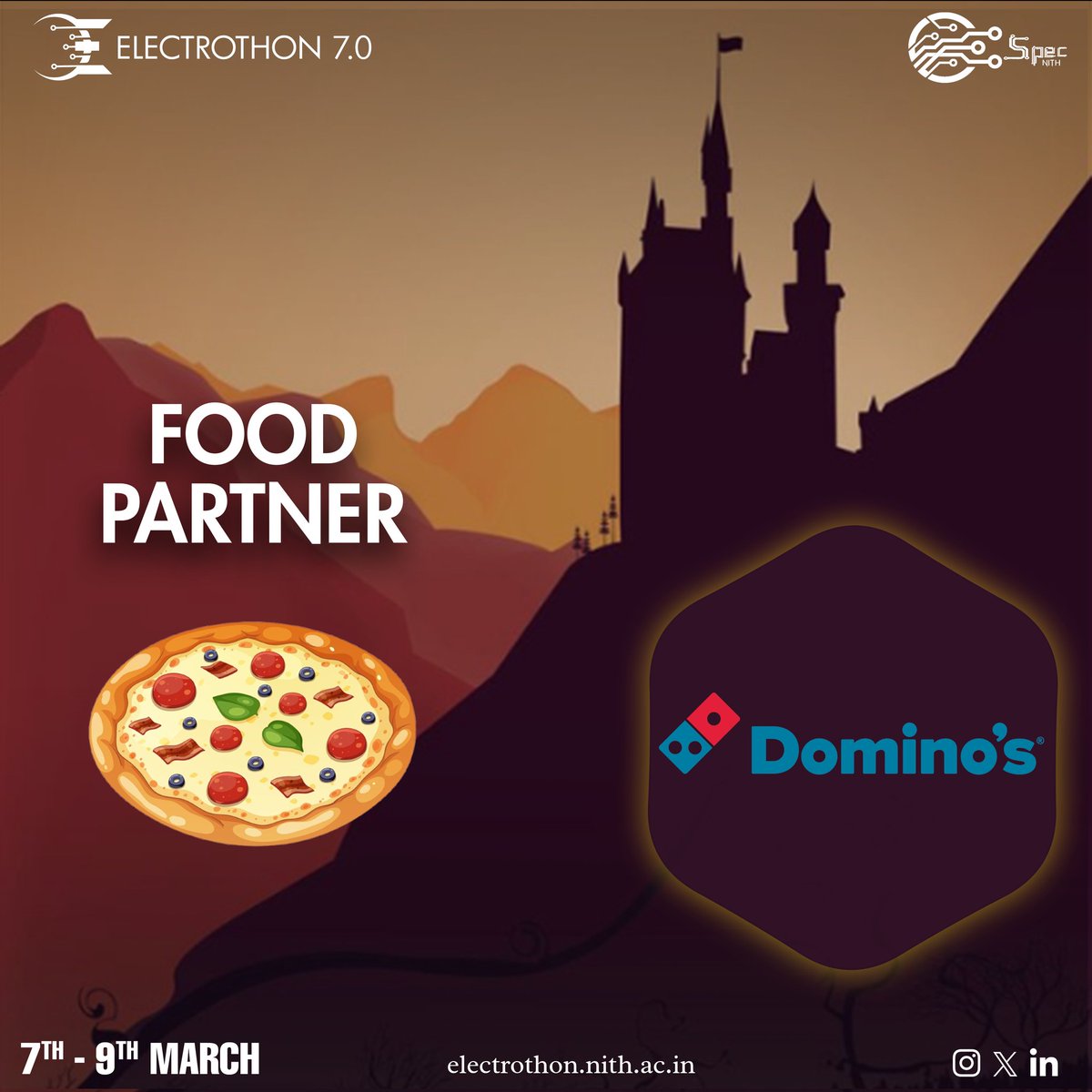 🍕 Fueling innovation with every bite! We’re thrilled to welcome #Dominos as our Food Partner for #Electrothon 7.0!

Let’s build, break, and pizza our way through the Colosseum of Code! 🍕⚡