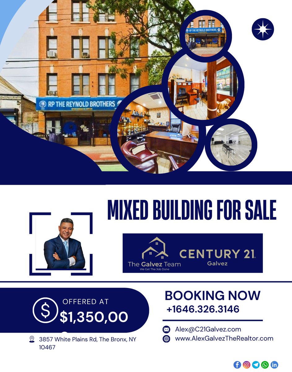 alexandergp3000's tweet image. 🏢 Prime Mixed-Use Building for Sale in The Bronx! 🔥
💰 Price: $1,350,000
📞 Contact: +1 646-326-3146

📧 Alex@C21Galvez.com
🌐 AlexGalvezTheRealtor.com

🔗 #RealEstateInvestment #Bronx #MixedUseProperty #Century21
#FriendlyRivalry
#moqeel