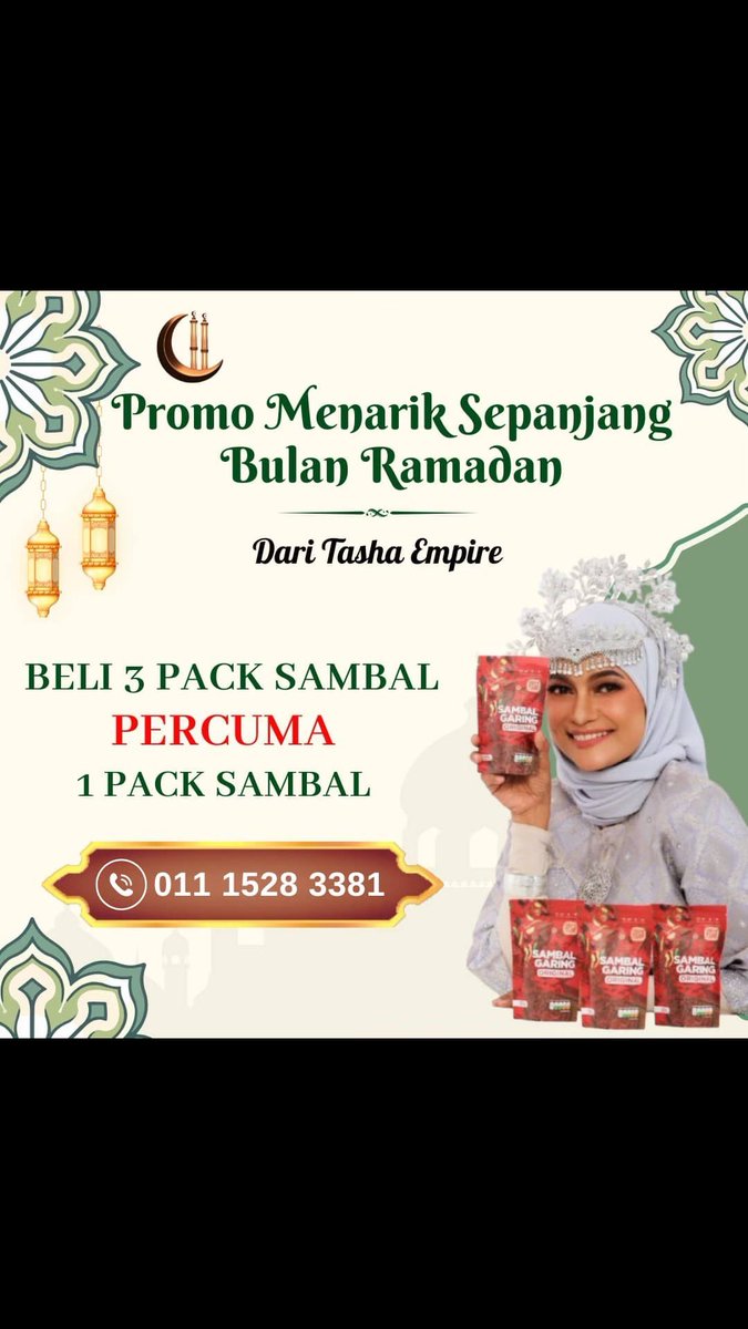 EmpireTasha's tweet image. buy 3 free 1
cepat grab, stock adalan ternad, promo hanya utk Ramadhan Sahaja
#promo #sambal #sambalgaring #sambalbilis #sambalgaringbilis #sambalpedas #penang
#agentwanted #free #freegift #percuma #stockterhad