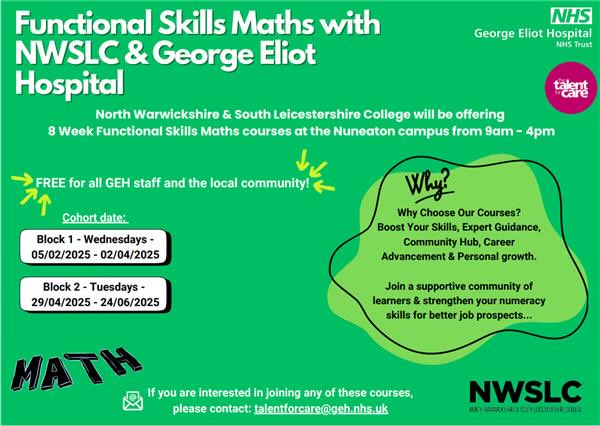 GEH Talent For Care (@geht4c) on Twitter photo Develop your skills for life with these free cohorts, be apart of a supportive community, enhance your English & Maths skills.
Available for people that don’t hold a GCSE grade C/4 in the subject.
Contact us: talentforcare@geh.nhs.uk
#NCW2025
#GEH
#FunctionalSkills Develop your skills for life with these free cohorts, be apart of a supportive community, enhance your English & Maths skills.
Available for people that don’t hold a GCSE grade C/4 in the subject.
Contact us: talentforcare@geh.nhs.uk
#NCW2025
#GEH
#FunctionalSkills