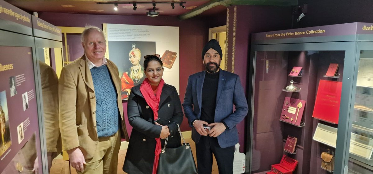 Oliver Bone, our curator was honoured to welcome Maharani Preetr Singh of Nabha accompanied by Peter Bance, Sikh historian to the museum on Wednesday. We were honoured to show the Maharani of Nabha our new displays on Maharajah Duleep Singh.