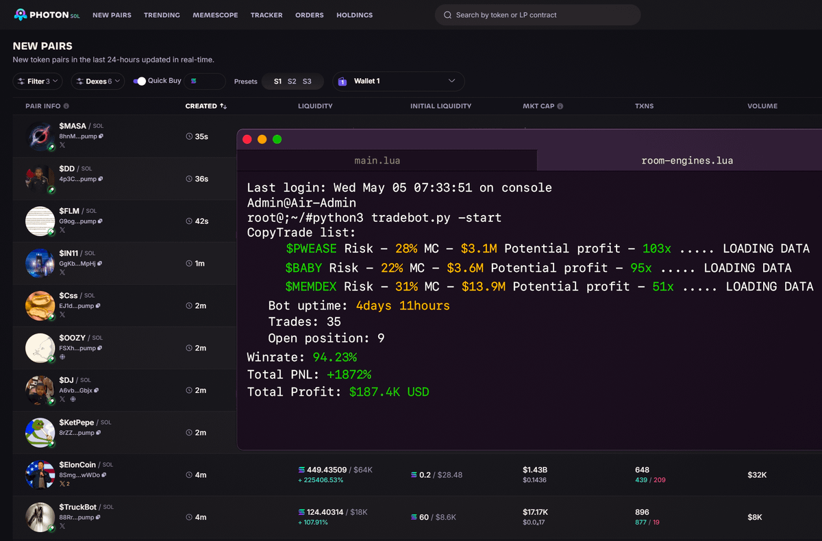 THIS CODE x My AI agent x Profit every day

AI agent trades memecoins on SOL on its own

Result: $187.4K in 4 days, 94% win rate.

I have already shared this code with you 🧵 👇