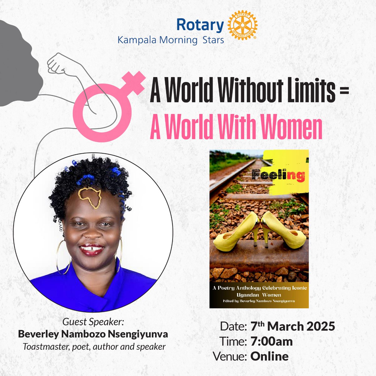 Rc Kampala Morning Stars is  inviting you to a Celebration of Women virtual Meeting 

Topic:A World Without Limits=A World With Women

Time: Mar 7, 2025 07:00 AM Africa/Kampala.

Meeting ID: 974 5481 1710
Passcode: 790457
