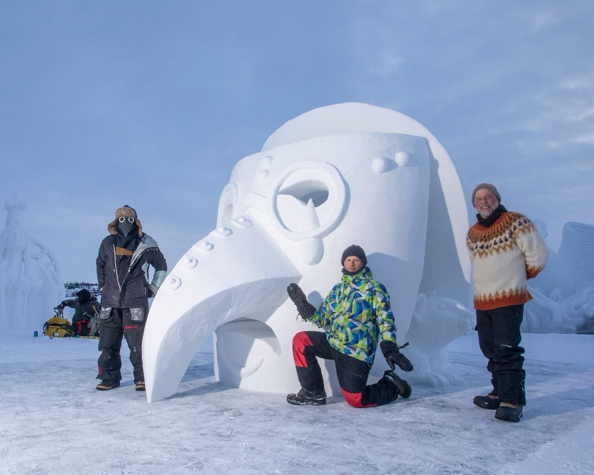Our official SnowKing International Snow Sculpting Symposium photo with our ‘Plague Doctor”.
Team Ukraine/USA/Canada.