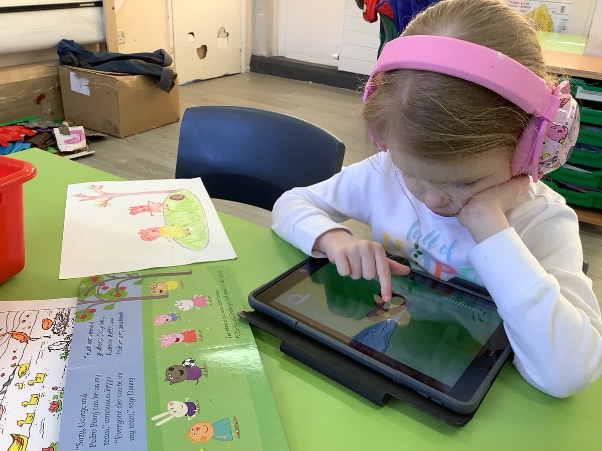 Practising letter formation on the iPad.