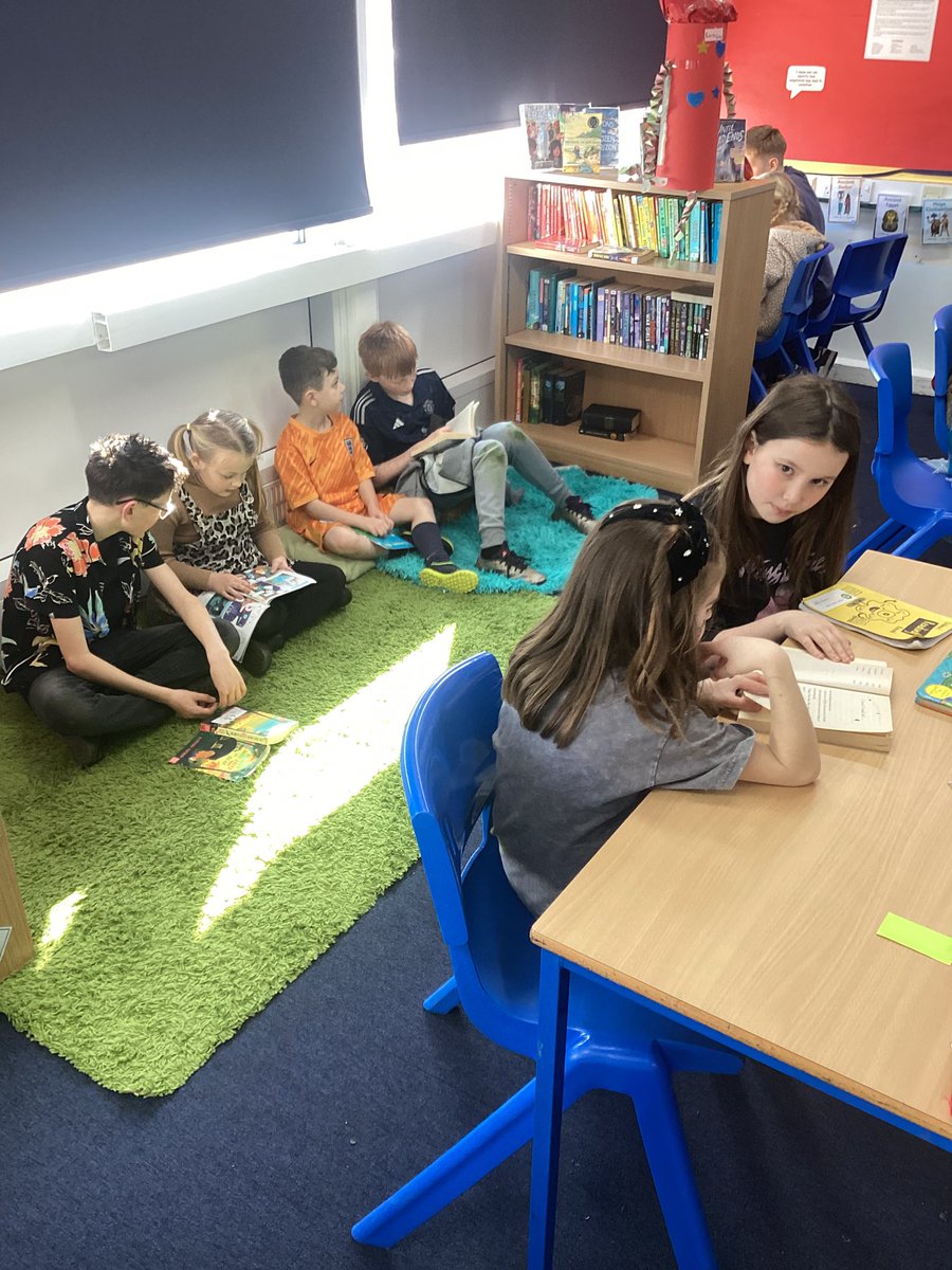 World Book Day Reading Buddies, Y6 and Y3 having a blast. 😀📖