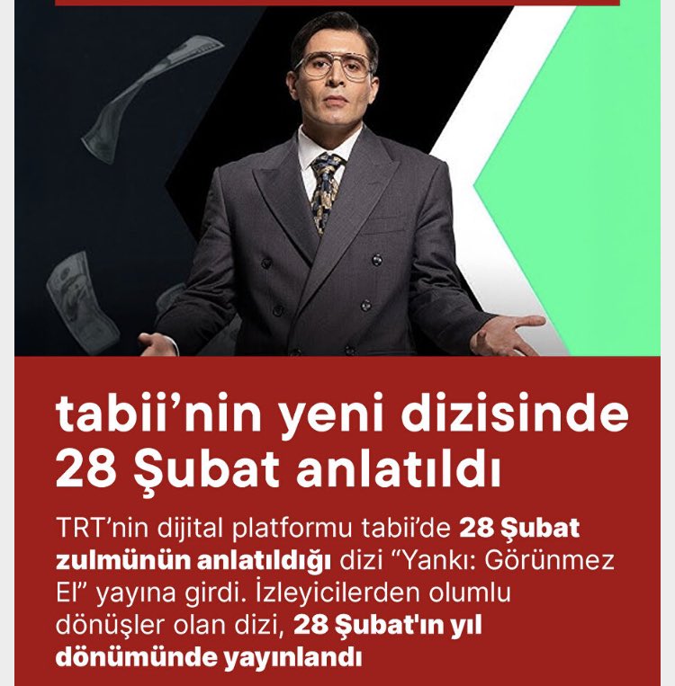 28 Şubat darbesiyle bir nesli budadılar. Bu dizi çok güzel cevap olmuş. #yankıgörünmezel