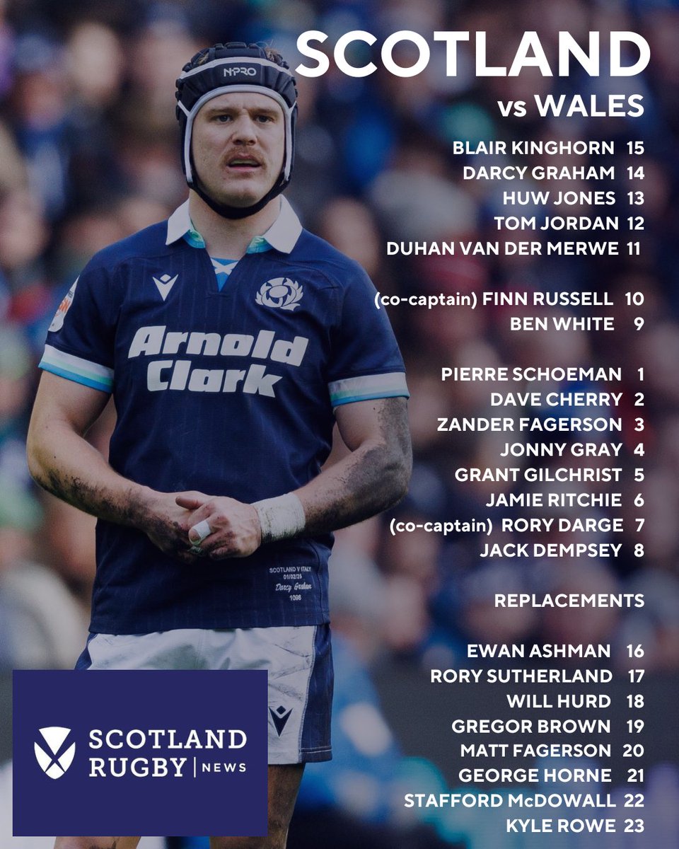 🚨 TEAM ANNOUNCEMENT🚨

 Here is the Scotland team to face Wales on Saturday