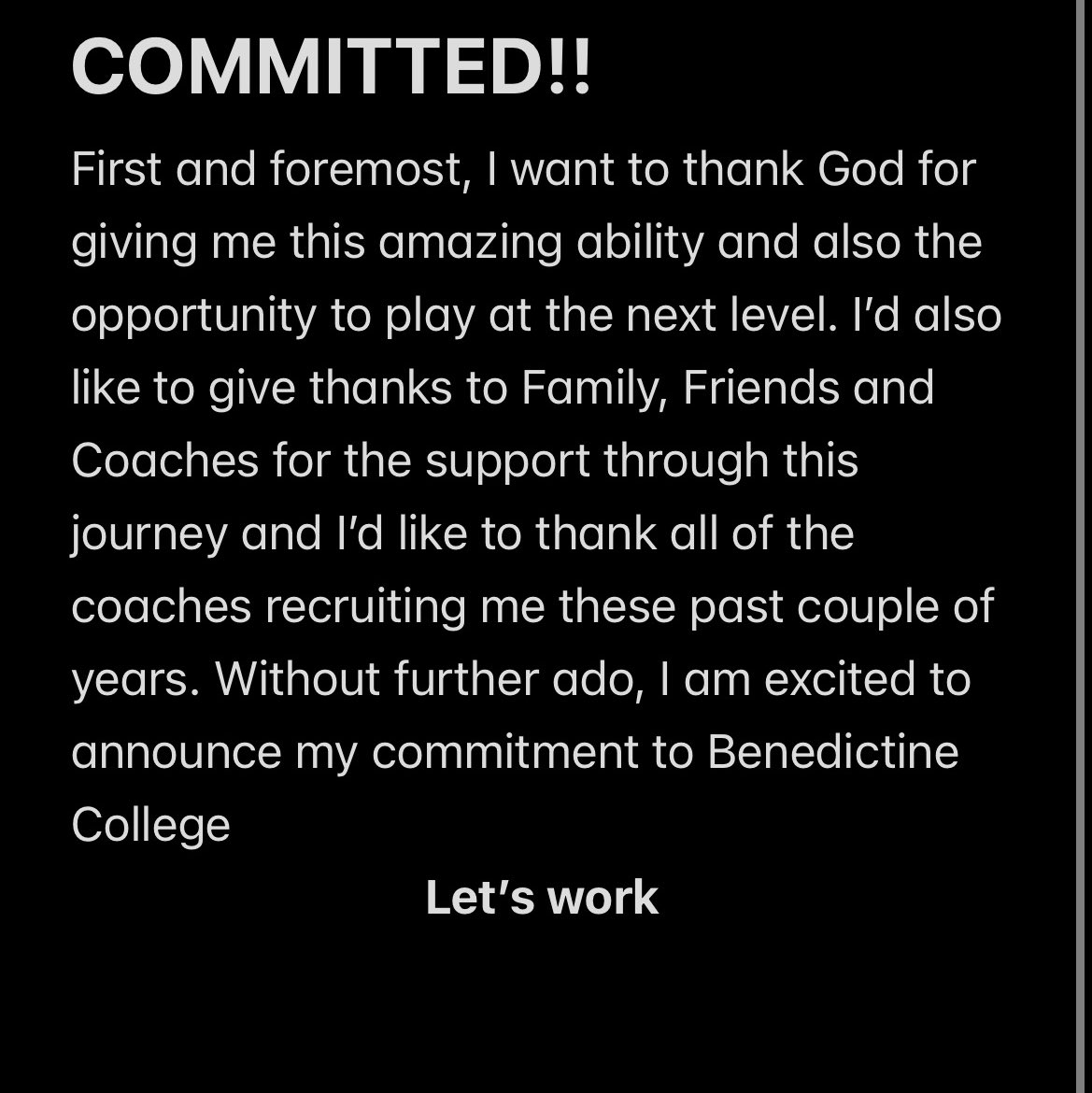 Cooper Elsen (@cooperelsen22) on Twitter photo ALL GLORY TO GOD 🙏🏻 #Committed
<a href="/JoelOsborn_BC/">Joel Osborn</a> <a href="/Coach_Bower_/">Isaac Bower</a> <a href="/RavenFootballBC/">Benedictine Football</a> <a href="/Gunny4151/">Adam Gunterman</a> <a href="/coachcparman/">Carl Parman</a> <a href="/ChrisDuerr/">Chris Duerr</a> <a href="/JPRockMO/">JP Rock</a> <a href="/MuddyRiverSport/">Muddy River Sports</a> <a href="/NemoPressbox/">NEMO Pressbox</a> ALL GLORY TO GOD 🙏🏻 #Committed
<a href="/JoelOsborn_BC/">Joel Osborn</a> <a href="/Coach_Bower_/">Isaac Bower</a> <a href="/RavenFootballBC/">Benedictine Football</a> <a href="/Gunny4151/">Adam Gunterman</a> <a href="/coachcparman/">Carl Parman</a> <a href="/ChrisDuerr/">Chris Duerr</a> <a href="/JPRockMO/">JP Rock</a> <a href="/MuddyRiverSport/">Muddy River Sports</a> <a href="/NemoPressbox/">NEMO Pressbox</a>