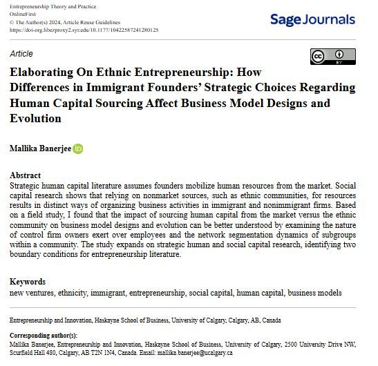 ETPjournal's tweet image. 📊 Human capital sourcing impacts business models.
New research finds:
✅ Market vs. ethnic community hiring leads to distinct firm structures
✅ Owner control over employees plays a key role
✅ Network segmentation influences firm evolution
doi.org/10.1177/104225…