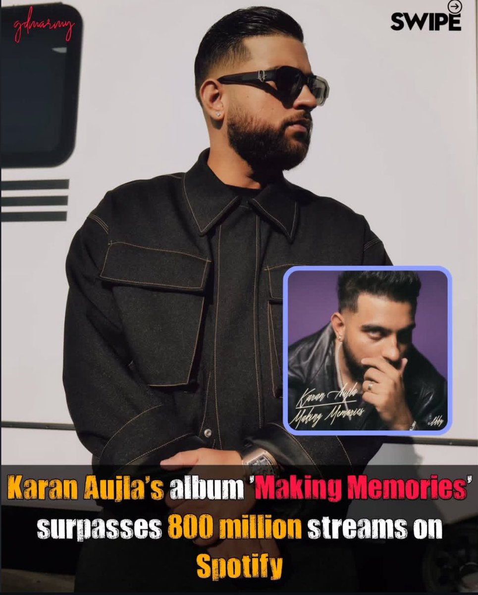 HarmanSakrala's tweet photo. MAKING MEMORIES SURPASSED 800 MILLION SPOTIFY STREAMS 🔥🔥 #karanaujla @GeetanDiMachine https://t.co/9lsQIjkK3N