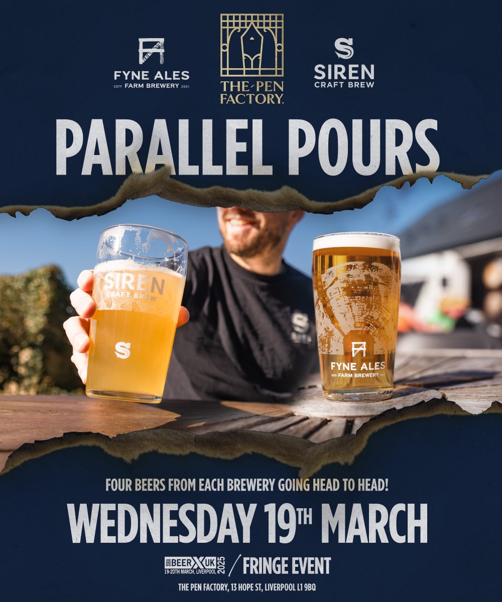 Fyne Ales (@fyneales) on Twitter photo We're teaming up with <a href="/SirenCraftBrew/">Siren Craft Brew</a> <a href="/ThePenFactory_/">Pen Factory</a> to host Parallel Pours - where carefully paired beers from each brewery will go head-to-head!
Expect beers that mirror each other in style, character or inspiration.
Join us for a pint, a chat and some good times 🍻 We're teaming up with <a href="/SirenCraftBrew/">Siren Craft Brew</a> <a href="/ThePenFactory_/">Pen Factory</a> to host Parallel Pours - where carefully paired beers from each brewery will go head-to-head!
Expect beers that mirror each other in style, character or inspiration.
Join us for a pint, a chat and some good times 🍻