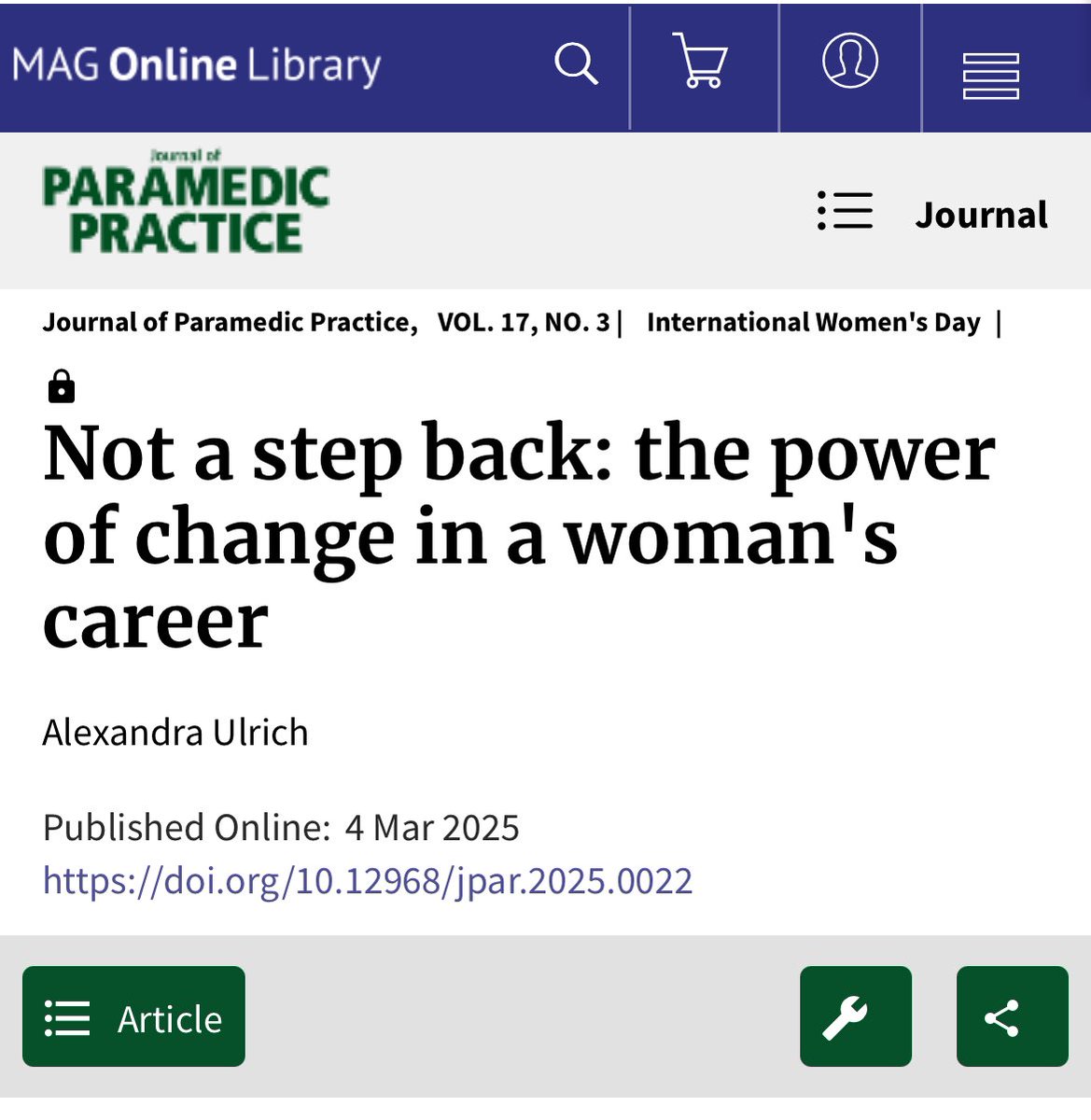 Alexandra Ulrich (@alex_ulrich1) on Twitter photo magonlinelibrary.com/doi/epub/10.12…
International Women’s Day #IWD is about accelerating action in the pursuit of gender equality. Tackling systemic barriers & biases that women face, both in personal and professional spheres.
This is my contribution. 💜
#AccelerateAction <a href="/UHParamedic/">UH Paramedic Science</a> magonlinelibrary.com/doi/epub/10.12…
International Women’s Day #IWD is about accelerating action in the pursuit of gender equality. Tackling systemic barriers & biases that women face, both in personal and professional spheres.
This is my contribution. 💜
#AccelerateAction <a href="/UHParamedic/">UH Paramedic Science</a>