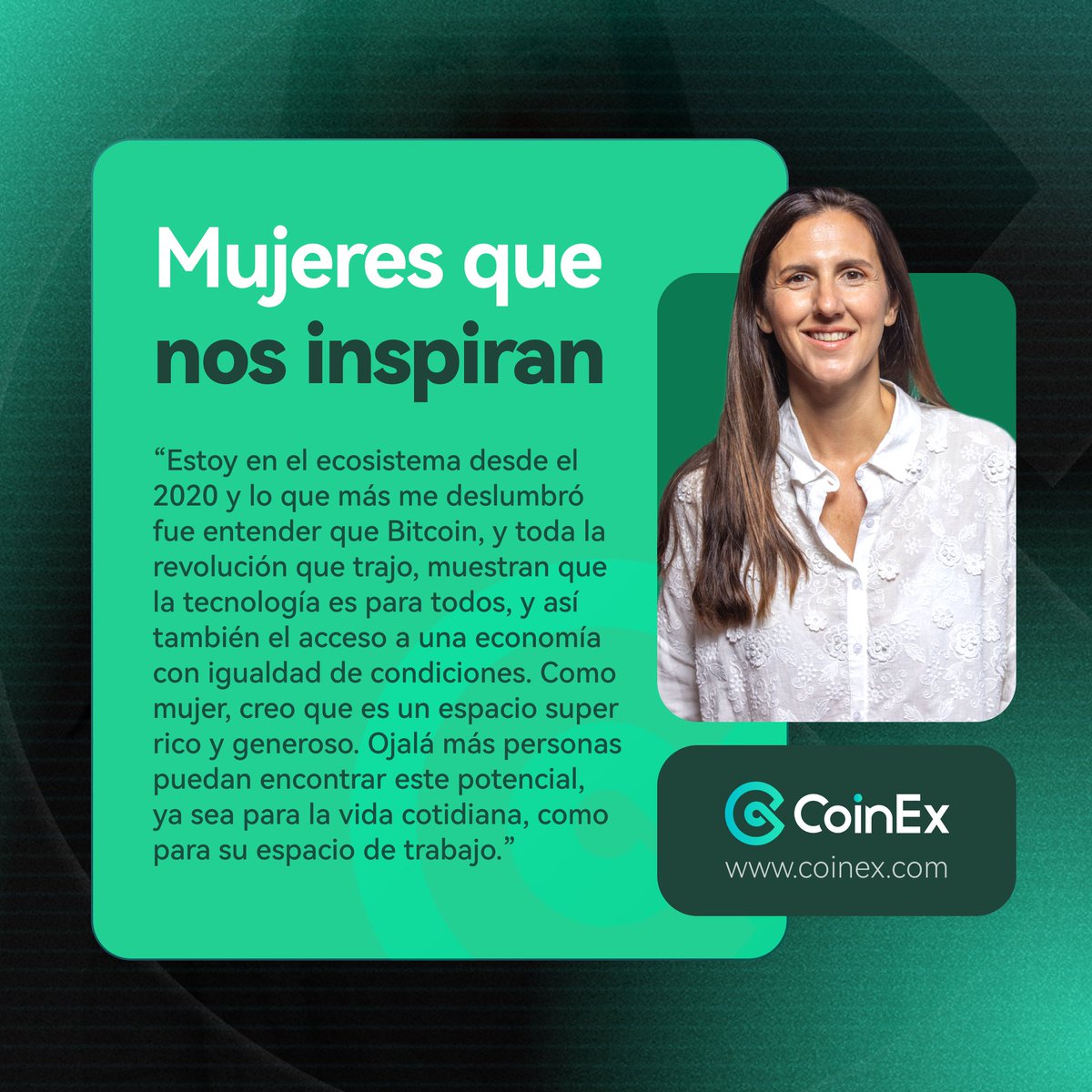 CoinEx Spanish (@coinexspanish) on Twitter photo ✨Mujeres que nos inspiran✨
🌹<a href="/jimevallone/">Jimena Vallone</a>, Directora Ejecutiva de <a href="/BitcoinAR/">ONG Bitcoin Argentina</a>, nos comparte su experiencia dentro de la industria.
Para ella y todas las mujeres que impulsan el ecosistema Web3, va nuestro homenaje. ✨Mujeres que nos inspiran✨
🌹<a href="/jimevallone/">Jimena Vallone</a>, Directora Ejecutiva de <a href="/BitcoinAR/">ONG Bitcoin Argentina</a>, nos comparte su experiencia dentro de la industria.
Para ella y todas las mujeres que impulsan el ecosistema Web3, va nuestro homenaje.