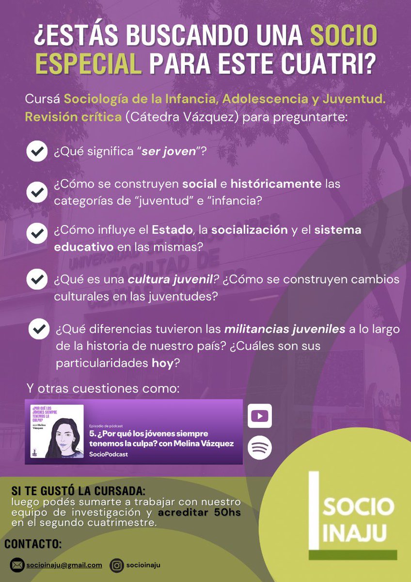 Melina Vazquez (@vazquez_melina) on Twitter photo Empieza el cuatrimestre en <a href="/ubasociales/">UBA Sociales | #FSOC #UBA</a> y <a href="/socioinaju/">Socioinaju</a> vuelve recargada. Invitamos que se inscriban y difundan con posibles interesados/as. El 10 y 11 de marzo abre el segundo llamado Empieza el cuatrimestre en <a href="/ubasociales/">UBA Sociales | #FSOC #UBA</a> y <a href="/socioinaju/">Socioinaju</a> vuelve recargada. Invitamos que se inscriban y difundan con posibles interesados/as. El 10 y 11 de marzo abre el segundo llamado